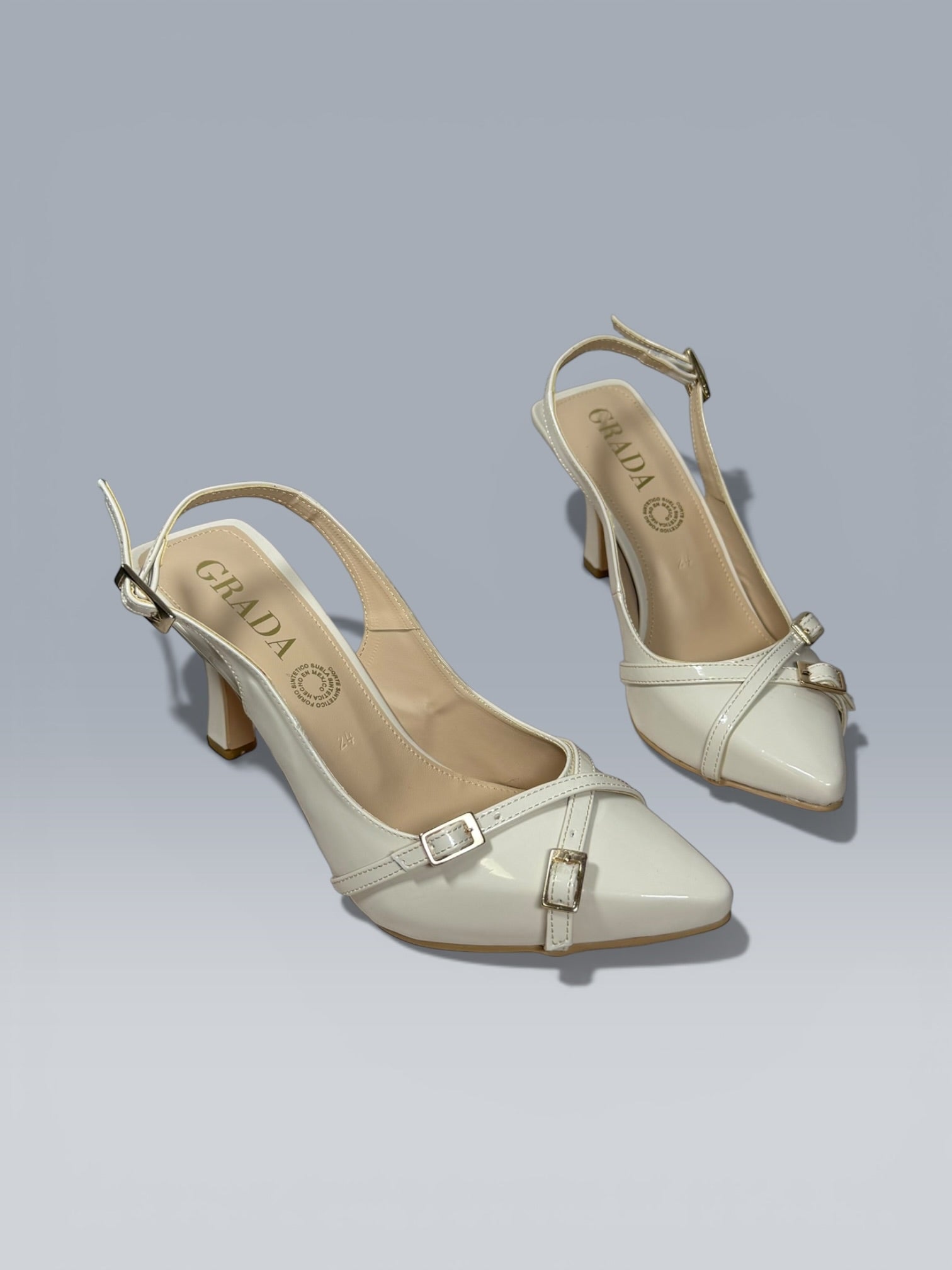 Zapato Tacon Moda  Mod.marietta Doble Hebilla Cruzado
