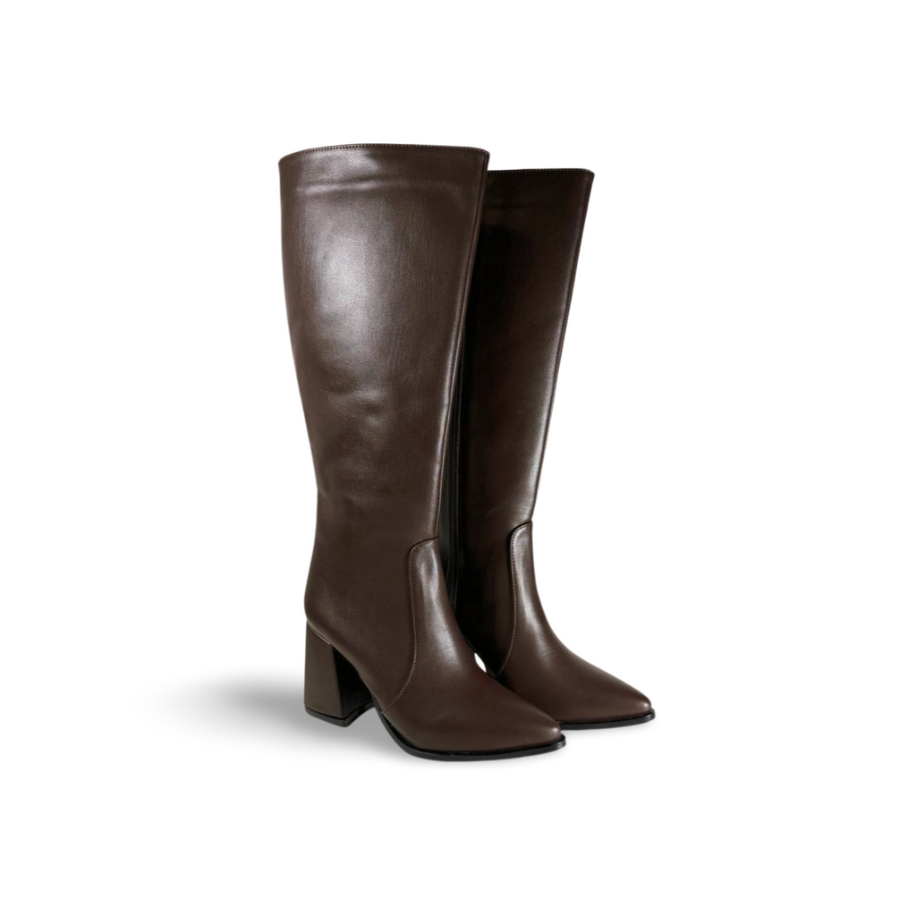 Bota Larga Para Mujer Tacón Cuadrado Elegante  Mod. España