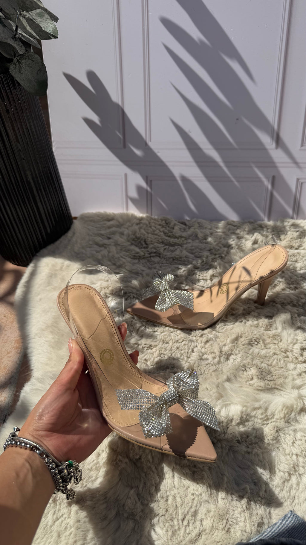 Tacones Transparentes Con Moño De Brillos Grada Mod.princess