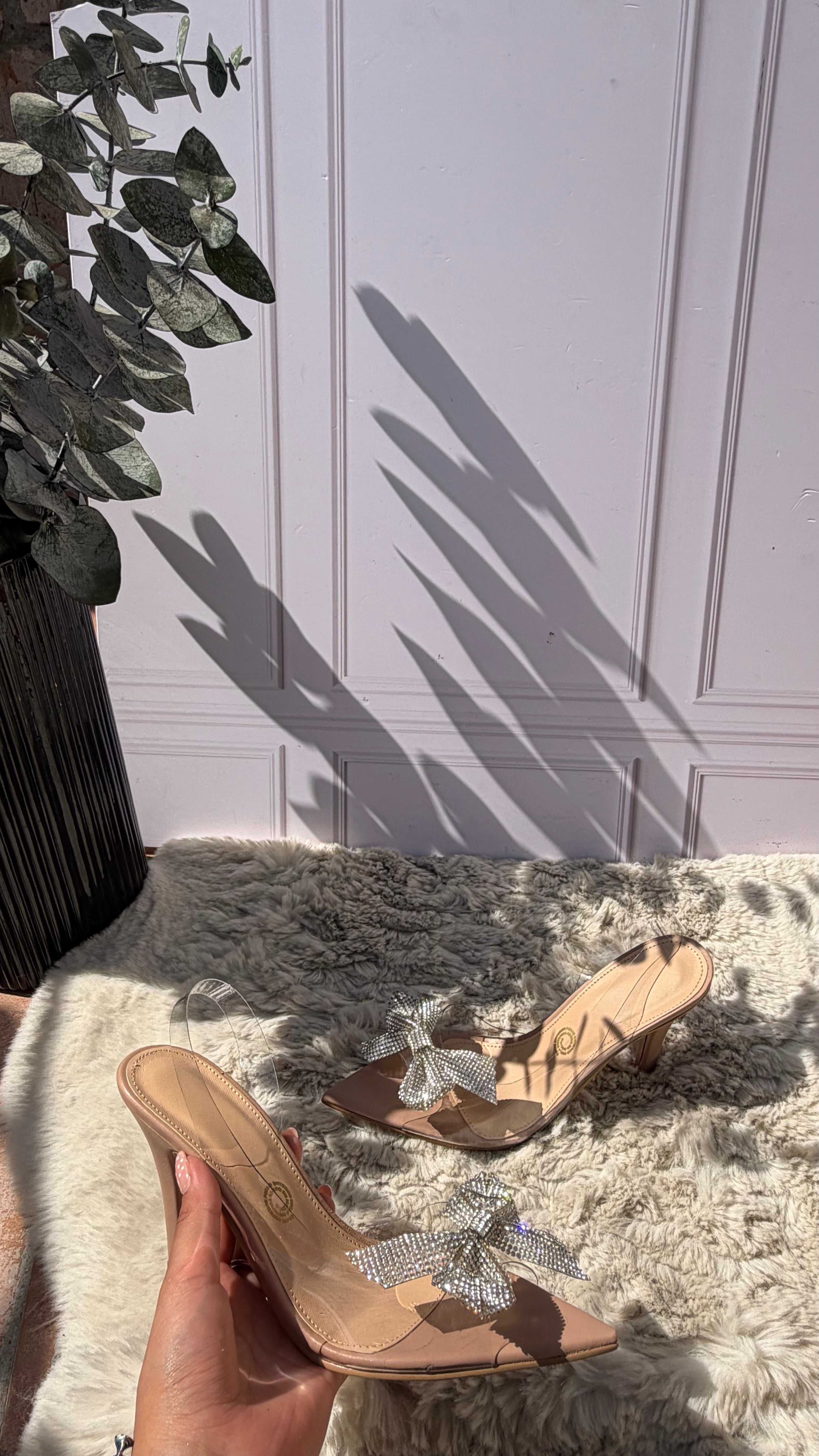 Tacones Transparentes Con Moño De Brillos Grada Mod.princess